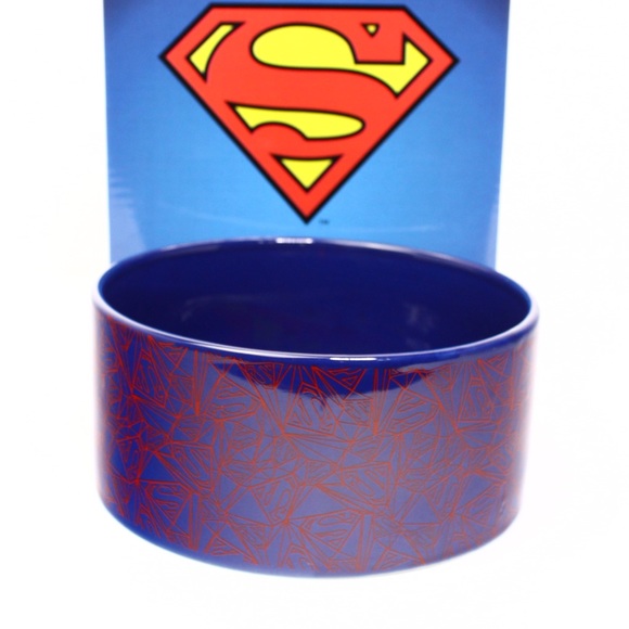 DC Superman Ceramic Dog / Pet Bowl Food Or Water 28oz 3-1/2 Cups New - Picture 1 of 7